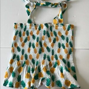 J. Crew Factory Tropical Pineapple Smocked Top